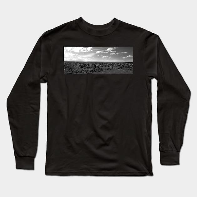 Old village panorama, black and white photography Long Sleeve T-Shirt by KINKDesign